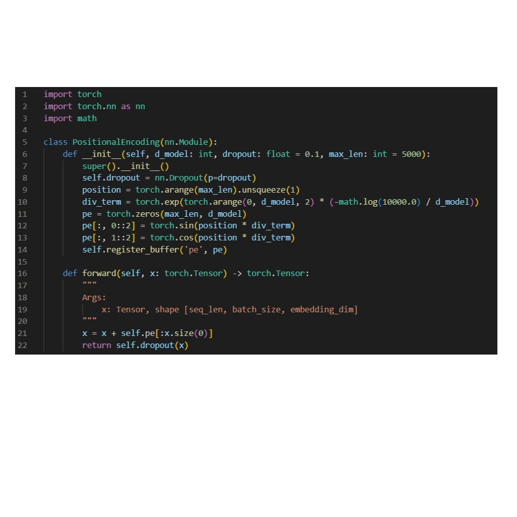 کد ترنسفرمر (یادگیری عمیق مبدل) در Pytorch