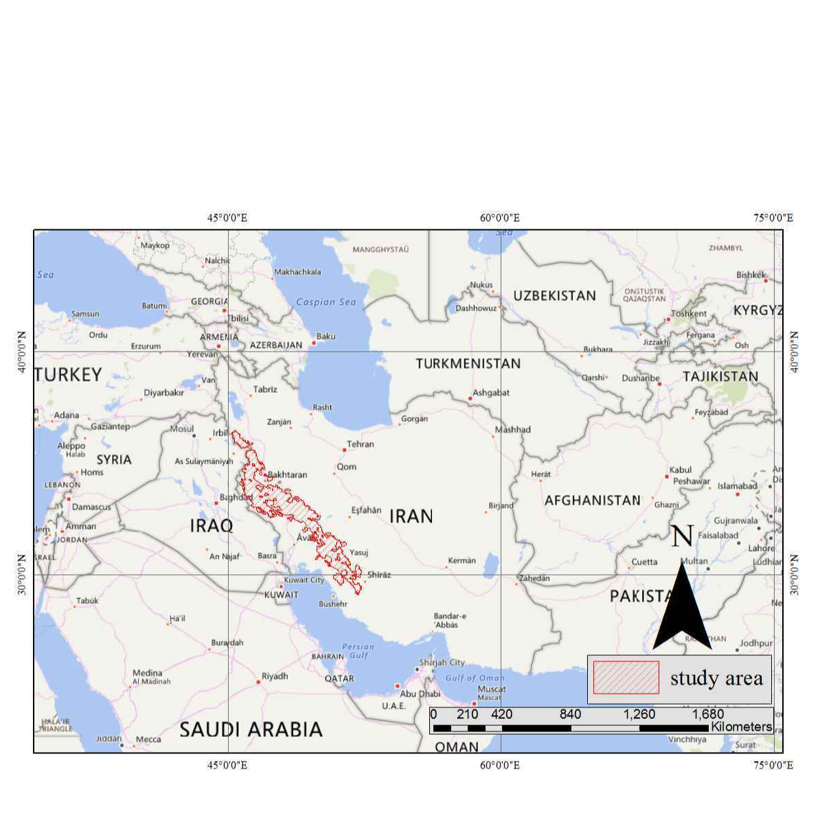 نقشه موقعیت جنگل های زاگرس در ایران