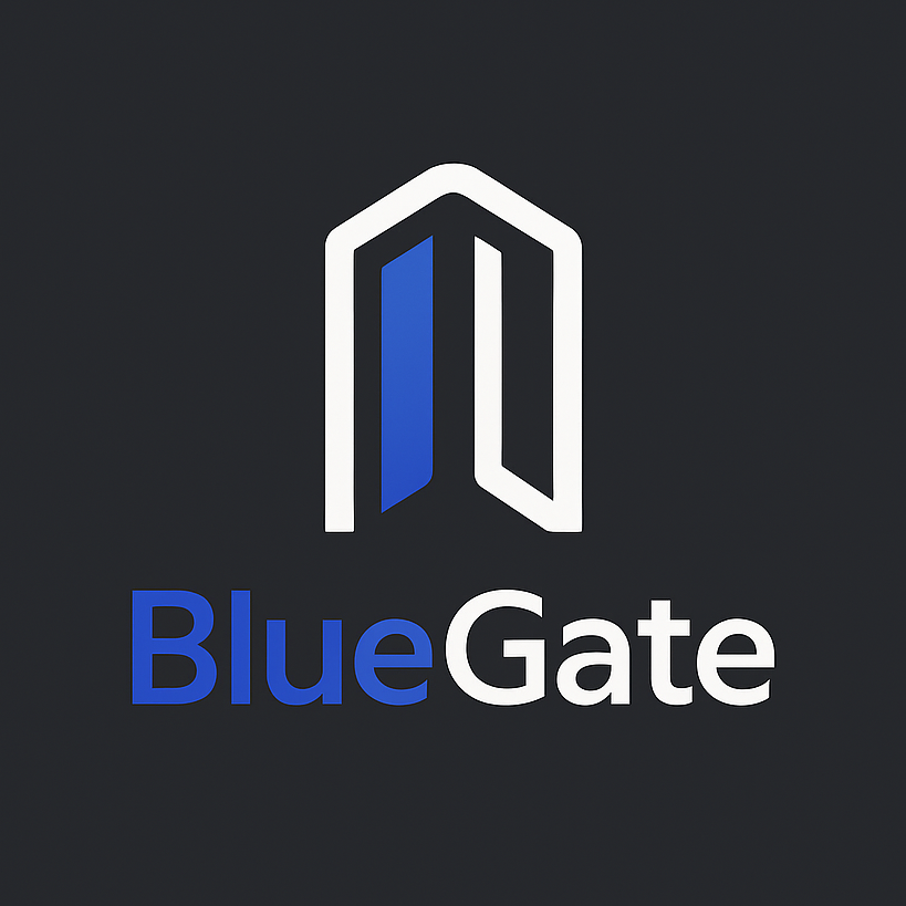 لوگوی مینیمال و مدرن برای برند تکنولوژی BlueGate