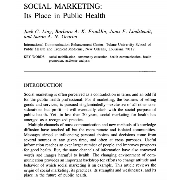 ترجمه مقاله در خصوص بازاریابی اجتماعی